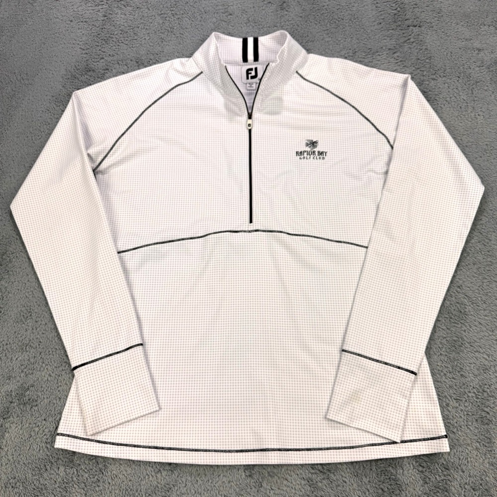 FootJoy 1/4 Zip Pullover Women M White Performance All Over Graphic Long Sleeve